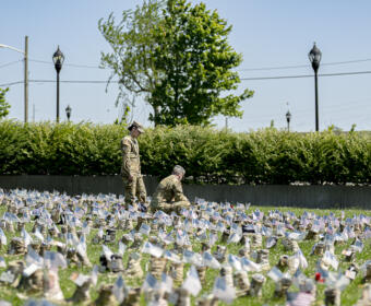 Fort Campbell's Boots Display Memorial on May 22, 2025. (Jeff Danault)