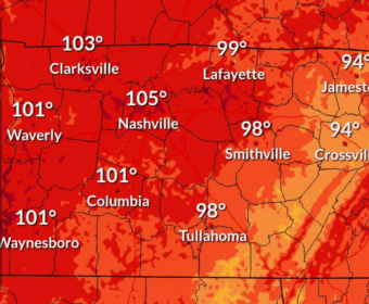 Heat index predicted for Sunday afternoon, June 22, 2025. (National Weather Service, contributed)