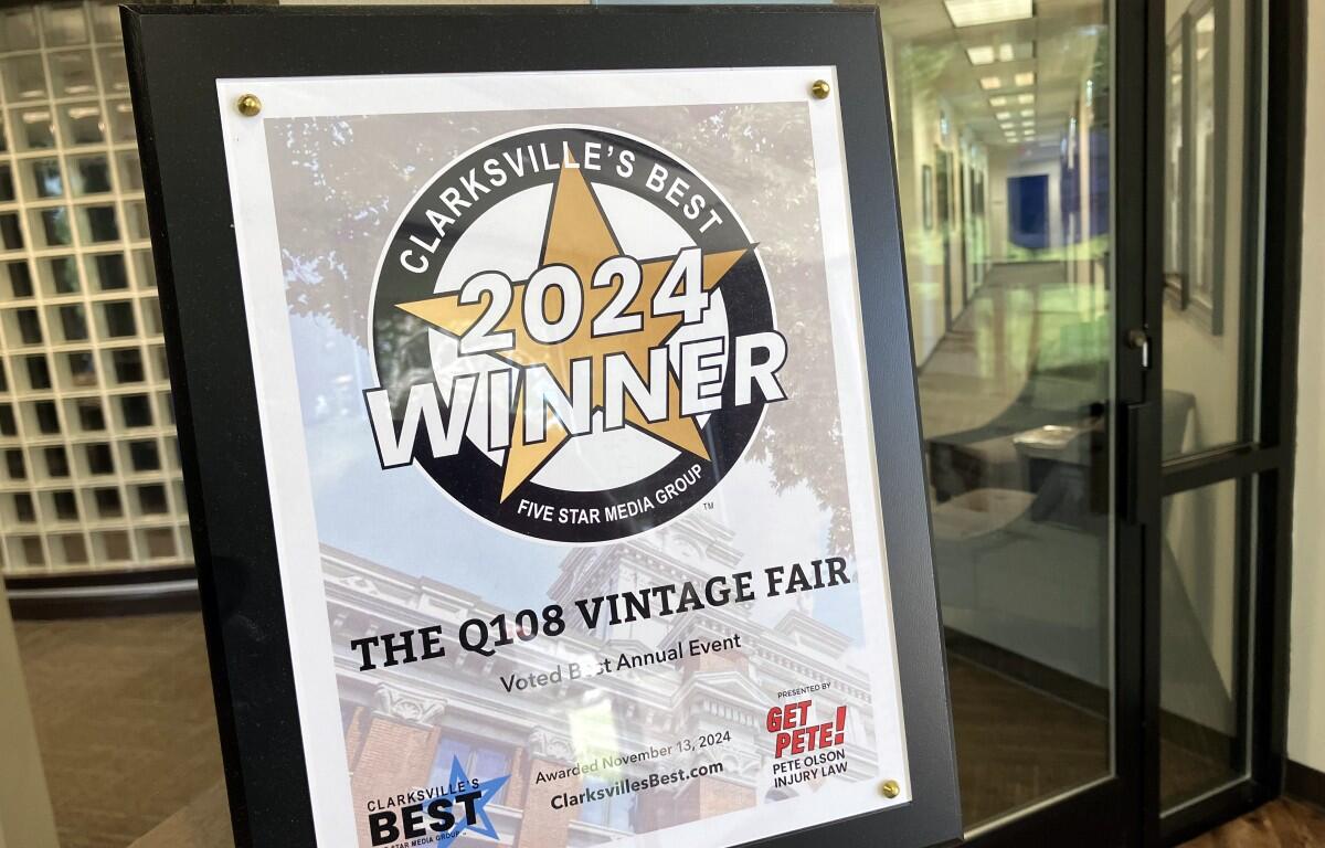 A Clarksville's Best 2024 award at 5 Star Media Group in July 2025. (Chris Smith)