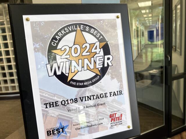 A Clarksville's Best 2024 award at 5 Star Media Group in July 2025. (Chris Smith)