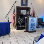Vice Chair of MCDP Christine McKinney speaking at the Blue South BBQ on July 19.