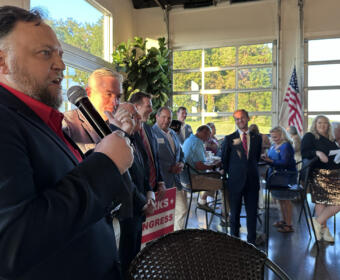 Six out of the eight candidates present at the Red River Republican Women wine tasting on July 25.