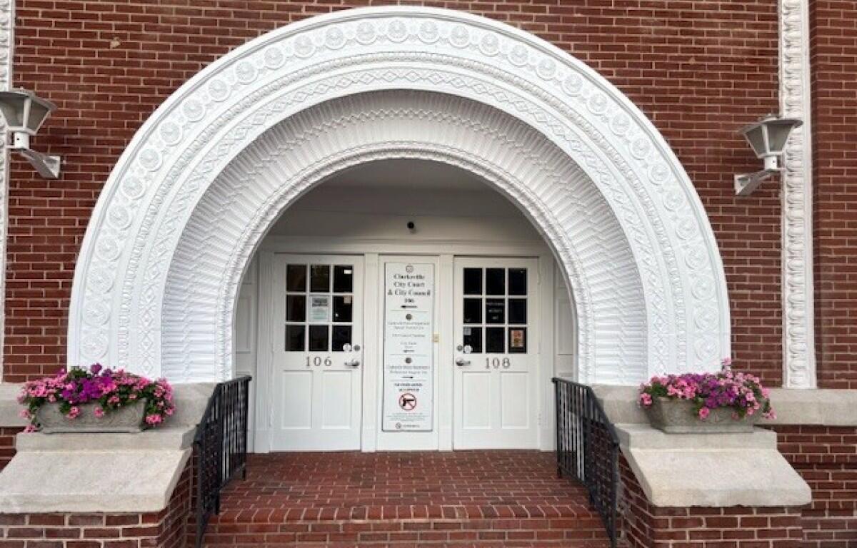 The finished City Hall arch in July 2025. (Clarksville Foundry, contributed)