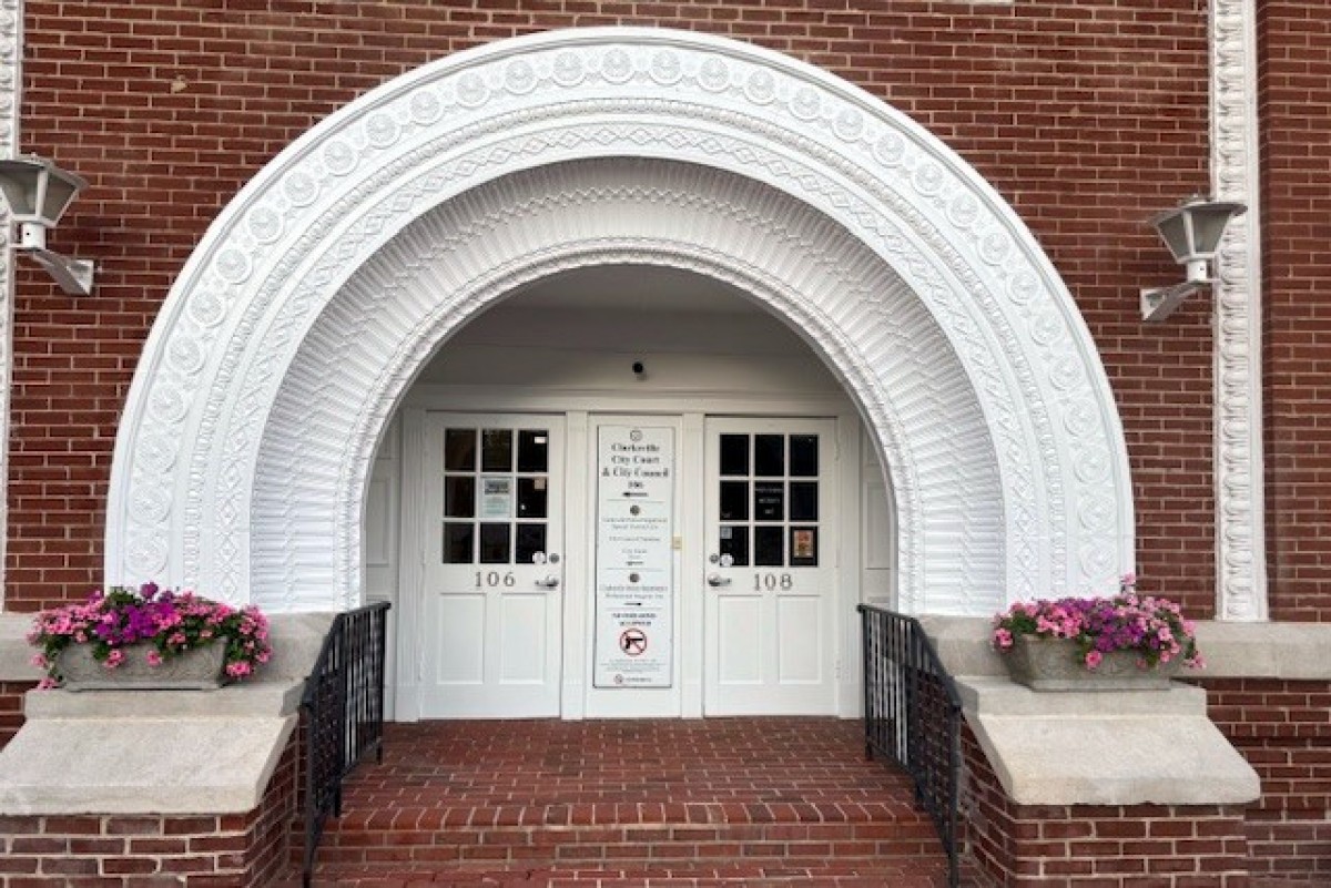 The finished City Hall arch in July 2025. (Clarksville Foundry, contributed)