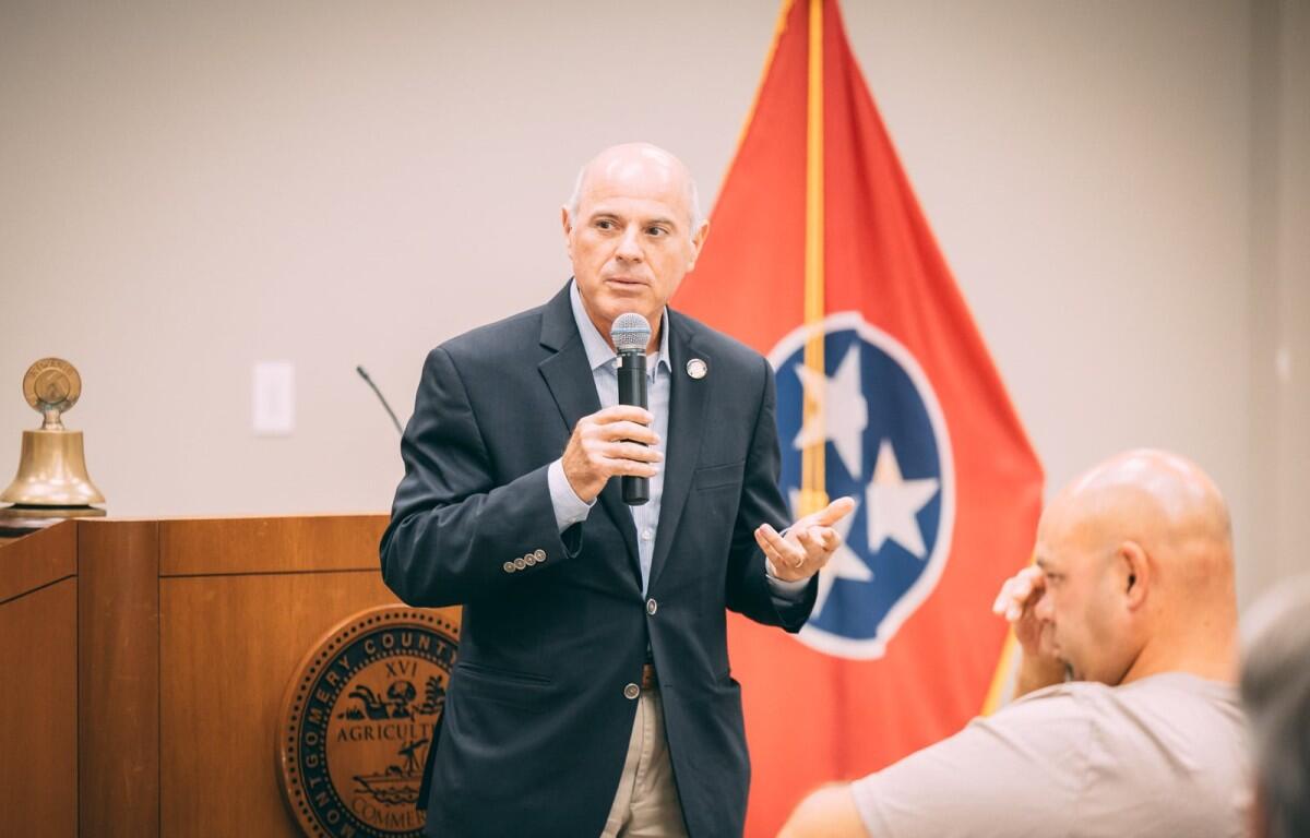 Congressional candidate Gino Bulso at the Clarksville Kiwanis Club meeting on Aug. 19, 2025. (Joshua Peltz, contributed)