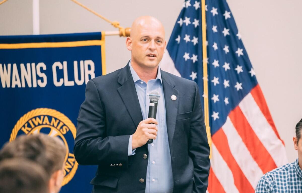 Congressional candidate Lee Reeves at the Clarksville Kiwanis Club meeting on Aug. 19, 2025. (Joshua Peltz, contributed)