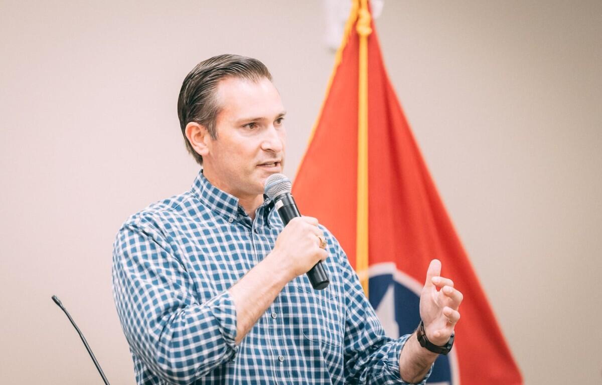 Congressional candidate Matt Van Epps at the Clarksville Kiwanis Club meeting on Aug. 19, 2025. (Joshua Peltz, contributed)