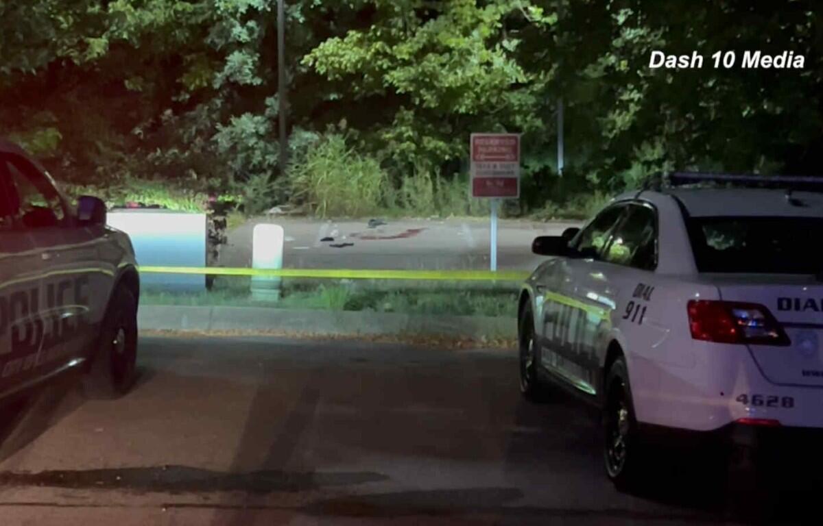 A man was shot behind Mizu Japanese Cuisine on Wilma Rudolph Blvd. on Aug. 12, 2025. (Dash 10 Media)