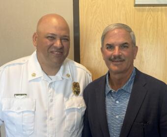 Montgomery County Fire Chief Michael Rios, left, and Charlie Koon.