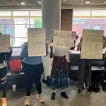 About 20 students protest the firing of Darren Michael at Austin Peay State University in September 2025. (Contributed)