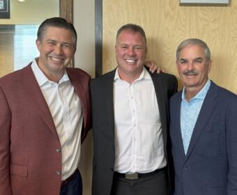 Montgomery County Mayor Wes Golden, Nashville Kats CEO Bobby DeVoursney and Charlie Koon.