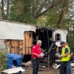 A mobile home caught fire on E Street on Sept. 20, 2025. (Dash 10 Media)