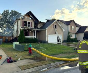 A house fire on Fox Tail Drive that also damaged houses on both sides on Sept. 29, 2025. (Clarksville Fire Rescue, contributed)