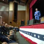 Secretary of War Pete Hegseth delivers remarks during a War Department address at Marine Corps Base Quantico, Va., Sept. 30, 2025.