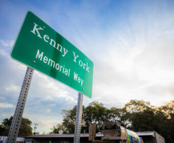 Kenny York Memorial Sign Unveiling at Business Before Hours on September 23, 2025. (Wesley Irvin)