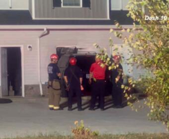 An SUV crashed halfway into a townhouse on Drayton Drive on Sept. 5, 2025. (Dash 10 Media)