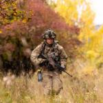 A U.S. soldier assigned to the 101st Airborne Division reacts to simulated contact during Combined Resolve 26-1 at the Hohenfels Training Area, Joint Multinational Training Center, Germany, Oct. 17, 2025. (U.S. Army photo by Sgt. Christian Aquino)