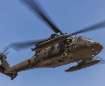 Soldiers with the 101st Combat Aviation Brigade, 101st Airborne Division, conduct Black Hawk helicopter operations at the Port of Shuaiba on Sept. 20, 2025. (U.S. Army photo by Joseph Kumzak)