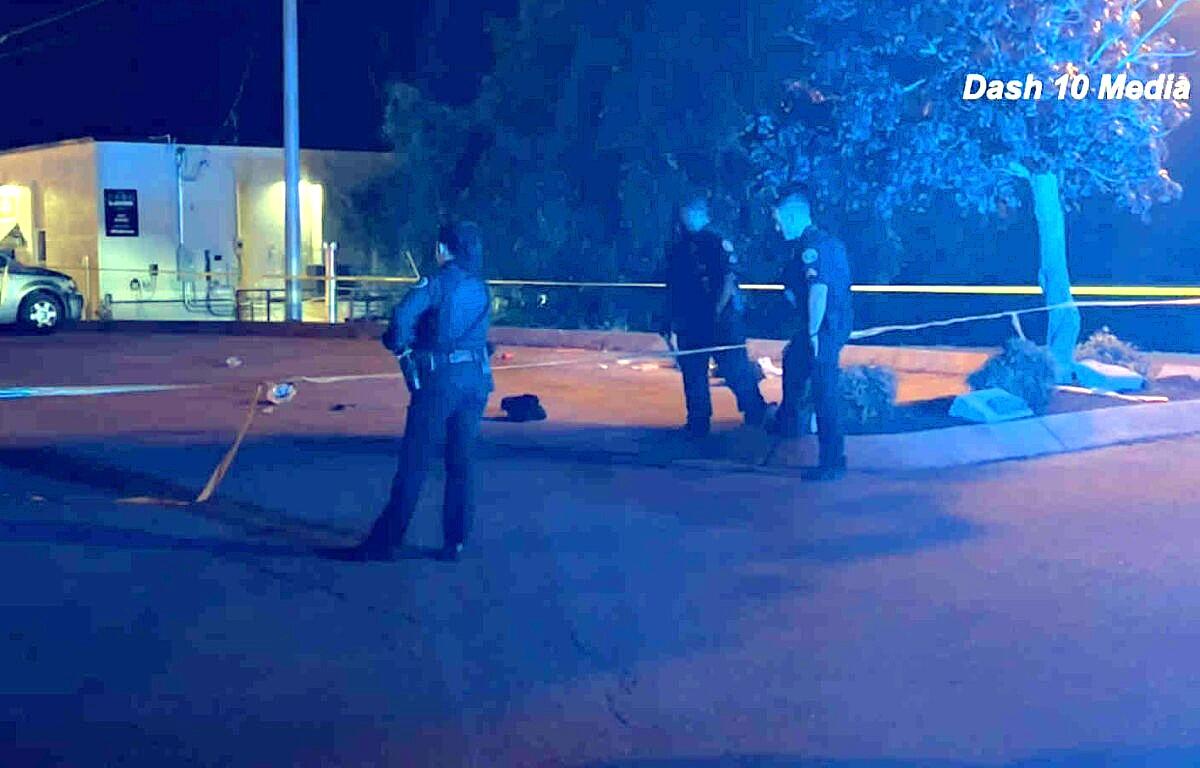 Police respond to a shooting near Main Street and University Avenue on Oct. 1, 2025. (Dash 10 Media)