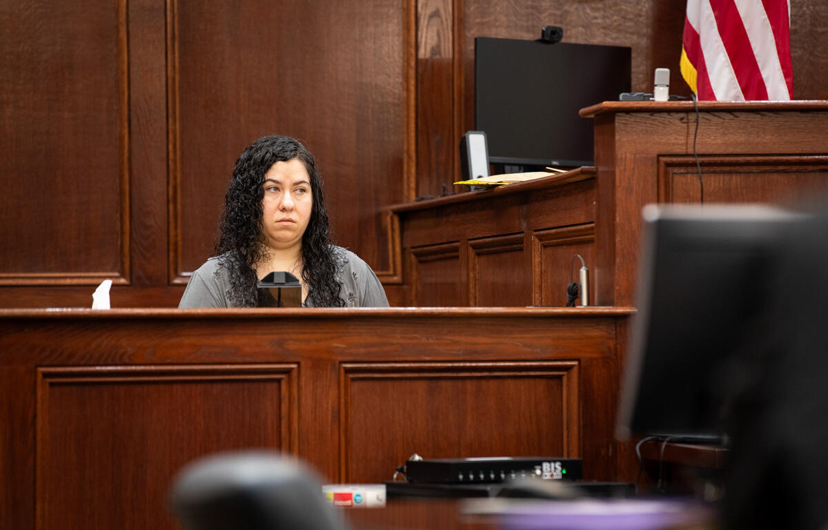 Cheyenne Maddox testifies at her jury trial, Oct. 30, 2025. (Jordan Renfro)