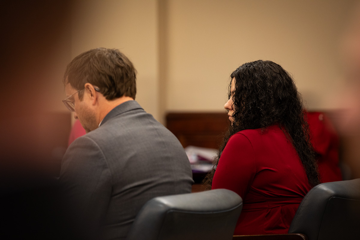 Cheyenne Maddox hears the verdict during her jury trial, Oct. 31, 2025. (Jordan Renfro)