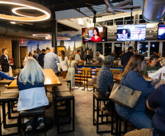 The watch party for Matt Van Epps at La Trattoria de Cat in Shelby's Trio on Oct. 7, 2025. (Wesley Irvin)