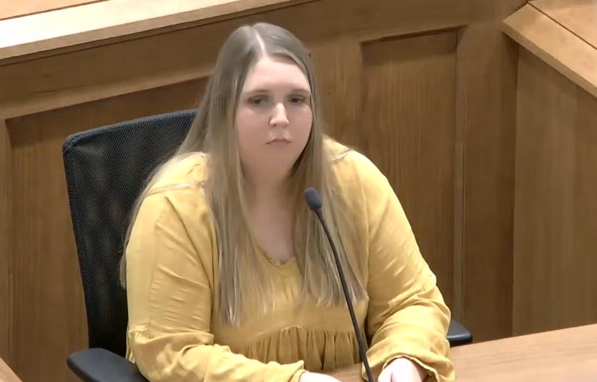 Sarah Fuson in court in Dickson on Oct. 30, 2025. (Court video, contributed)