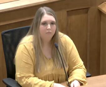 Sarah Fuson in court in Dickson on Oct. 30, 2025. (Court video, contributed)
