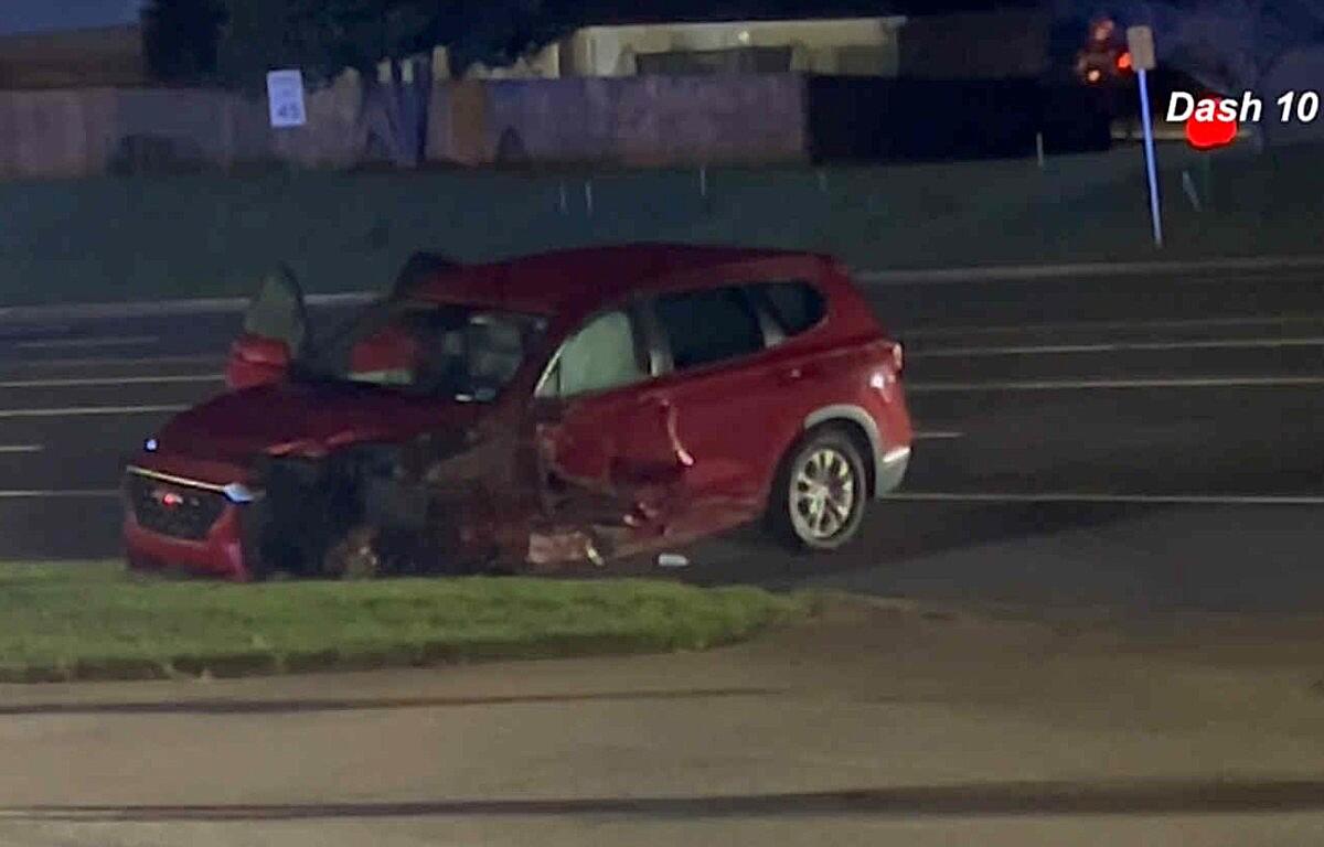 A vehicle fleeing from Tennessee Highway Patrol crashed with three other vehicles on Tiny Town Road on Oct. 19, 2025. (Dash 10 Media)