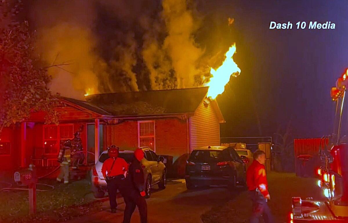 A house fire on Bridgette Drive on Oct. 31, 2025. (Dash 10 Media)