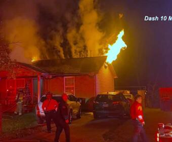 A house fire on Bridgette Drive on Oct. 31, 2025. (Dash 10 Media)
