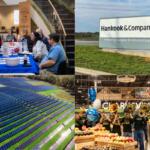 Clockwise from the top left, government shutdown relief, Hankook battery plant, Kroger Marketplace, solar farm in Clarksville.