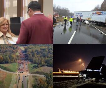 Clockwise from the top left, Teresa Crosslin sworn in, wreck on 101st Parkway, Fort Campbell, Spring Creek Parkway.