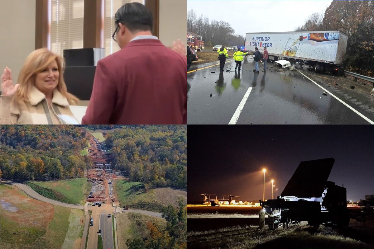 Clockwise from the top left, Teresa Crosslin sworn in, wreck on 101st Parkway, Fort Campbell, Spring Creek Parkway.