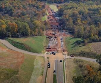 Progress on Spring Creek Parkway, where it crosses Spring Creek, on Nov. 17, 2025. (City of Clarksville, contributed)