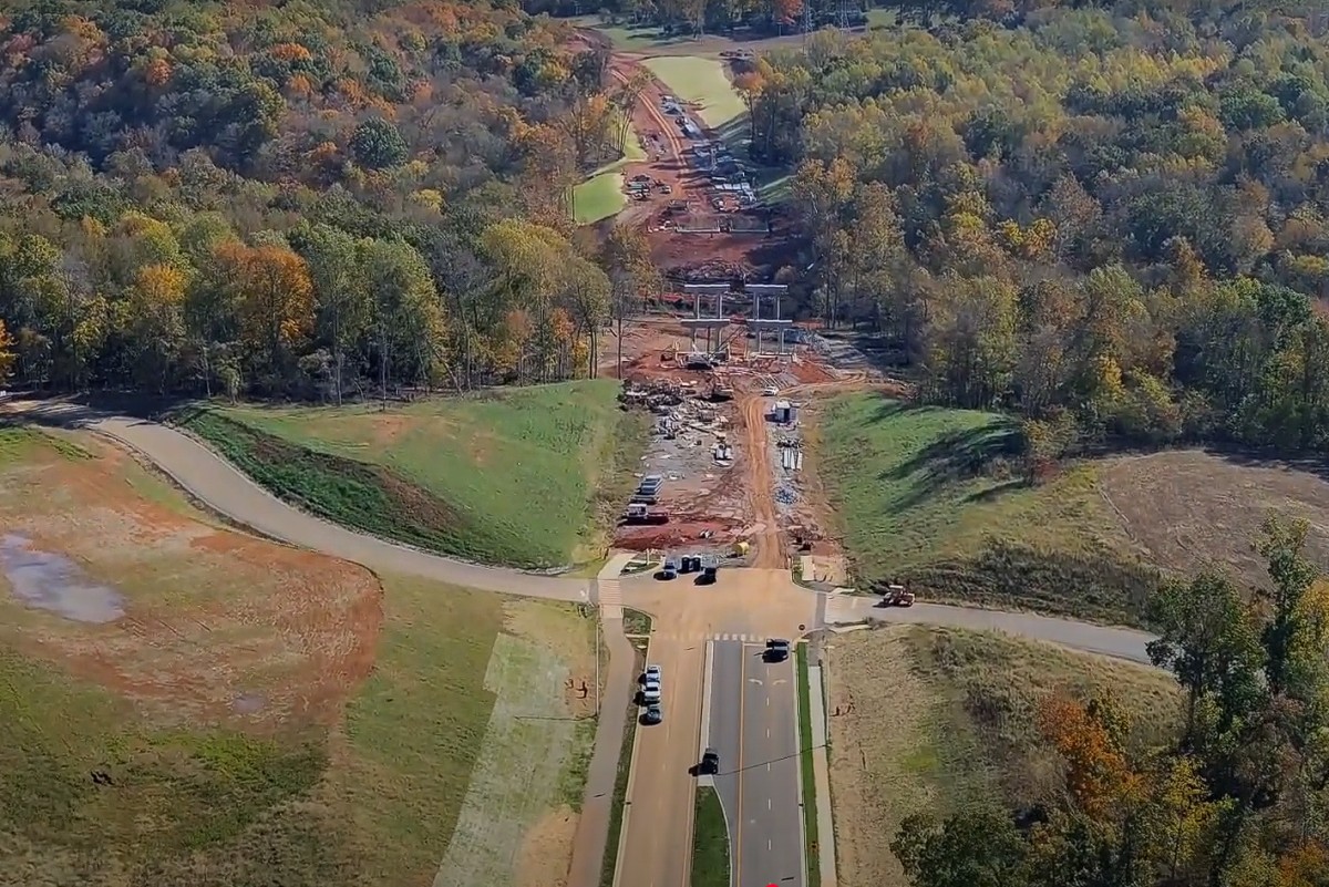 Progress on Spring Creek Parkway, where it crosses Spring Creek, on Nov. 17, 2025. (City of Clarksville, contributed)