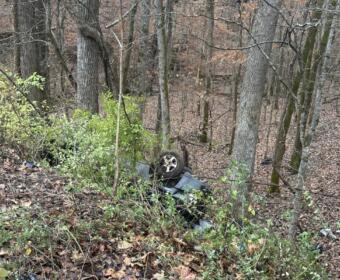 Car rolled over into an embankment on Whitfield Road. (CPD Contributed)