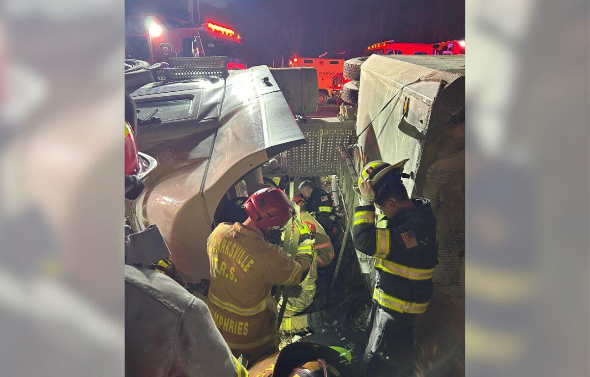 A semi rollover crash on Interstate 24 on Dec. 8, 2025. (Clarksville Fire Rescue, contributed)