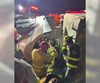 A semi rollover crash on Interstate 24 on Dec. 8, 2025. (Clarksville Fire Rescue, contributed)