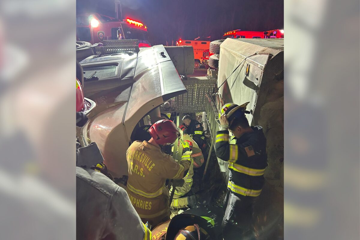A semi rollover crash on Interstate 24 on Dec. 8, 2025. (Clarksville Fire Rescue, contributed)
