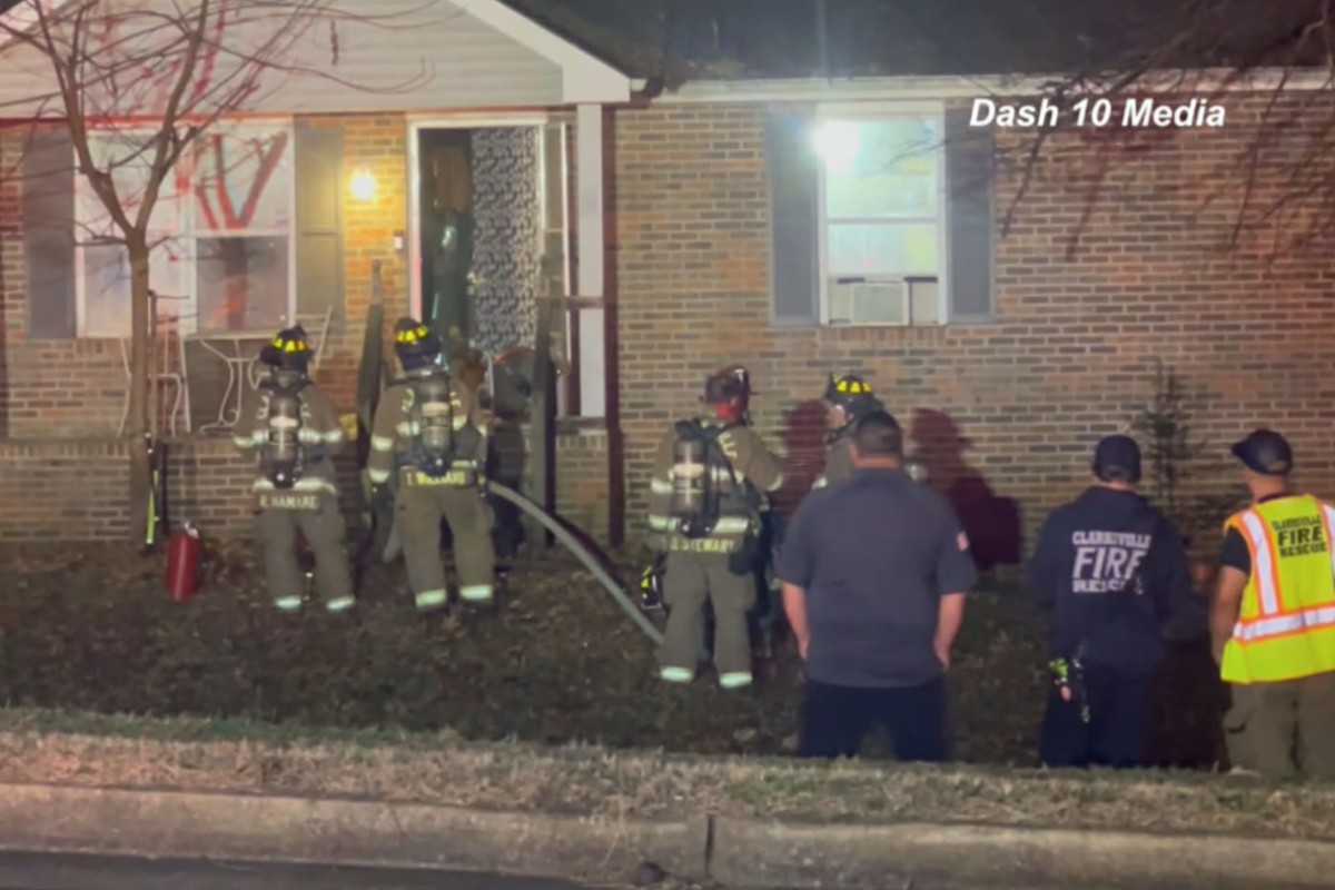 A house on Peachers Mill Road caught fire on Dec. 28, 2025. (Dash 10 Media)