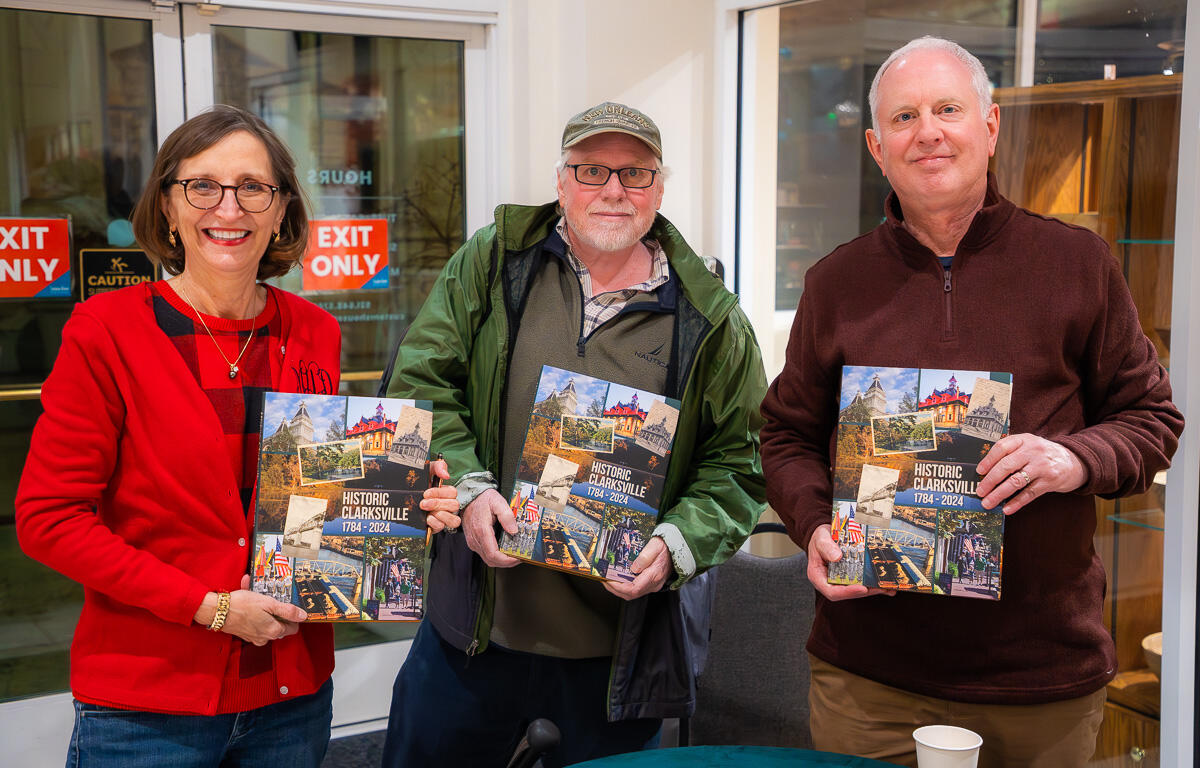Minoa Uffelman, Tony Centonze, and Jimmy Settle at the at the Historic Clarksville book launch at the Customs House Museum & Cultural Center on December 4, 2025. (Wesley Irvin)