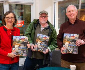 Minoa Uffelman, Tony Centonze, and Jimmy Settle at the at the Historic Clarksville book launch at the Customs House Museum & Cultural Center on December 4, 2025. (Wesley Irvin)
