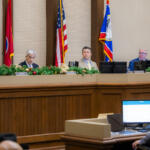 Sheriff John Fuson, County Attorney Tim Harvey, Mayor Wes Golden and Chief of Staff Lee Harrell at the Montgomery County Commission on December 8, 2025. (Wesley Irvin)