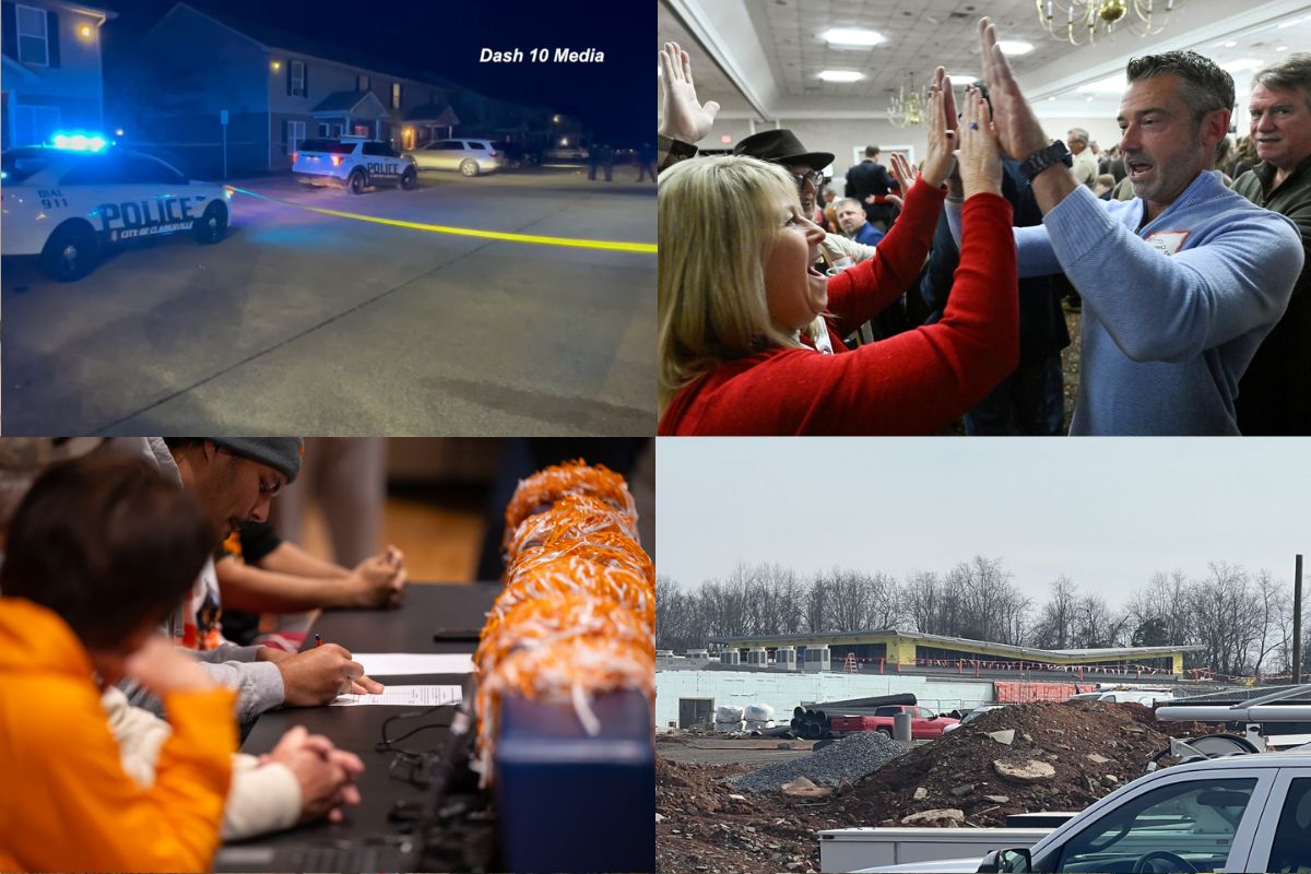 Clockwise from the top left, Thanksgiving day shooting, Van Epps victory, Freedom Elementary and UT signing.
