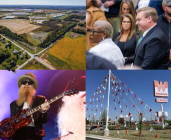 Clockwise from the top left, T.RAD site, Michael Lankford, Whataburger and ZZ Top.
