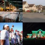 Clockwise from the top left, U.S. Smelter, shooting on Chinook Circle, Christmas lights and APSU quarterback Chris Parson.