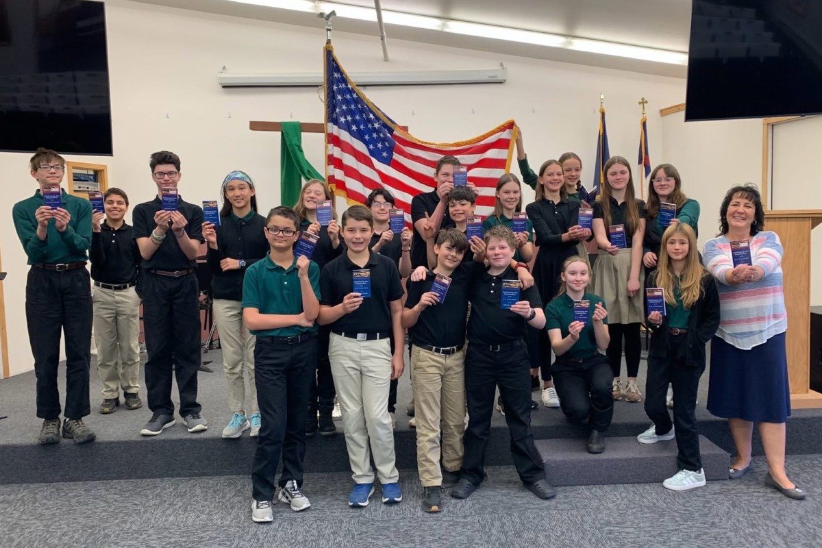 The 917 Society 2024 Classroom Contest Winners at Comm Central Academy in Little Rock Arkansas celebrating Constitution education with pocket Constitutions