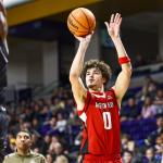 Austin Peay State University Govs' Tate McCubbin attempts a three-pointer against Lipscomb at Allen Arena on Jan. 17, 2026. (Robert Smith, APSU Athletics, contributed)