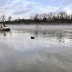 Rescue crews work to locate and recover a car that went into the Cumberland River on Jan. 9, 2026. (Montgomery County Fire Department, contributed)